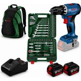Bosch Gsr 18V-45 Akülü Vidalama Seti Kömürsüz (2*4AH)+60 Parça + Sırt Çantası Hediyeli