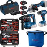 Bosch GSR 18V-45 + GWS 18V-8 + GBH 18V-22 3x18V 4.0Ah Akülü Kombo Kit + Altaş El Aleti Seti 49 Parça + Termos Çantalı