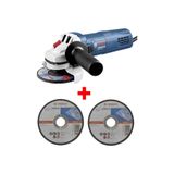 Bosch GWS 750 Avuç Taşlama Makinesi, 115 mm, 750 W, Spiral + 2 Adet 115 mm x 2.5 mm Metal Kesme Diski