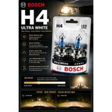 Bosch H4 Ultra White 12V 60/55W Halojen Far Ampulü Çiftli Set LED Görünümlü Gün Işığı Rengi