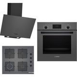 Bosch HBF512BH1T - POP6C9P30O - DWK64PJ70T Gri 3'lü Ankastre Set