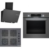 Bosch HBF534EH3T - POP6C9P30O - DWK66PJ70T Gri 3'lü Ankastre Set