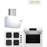 Bosch HJG852YW0T Serie 6 Fırın + POP6C2P31O Serie 4 Gazlı Ocak + DWK66PJ20T Serie 4 Duvar Tipi Davlumbaz 3'lü Ankastre Set - Beyaz - Standart