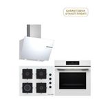 Bosch Hjg852yw0t Serie 6 Fırın + Pop6c2p31o Serie 4 Gazlı Ocak + Dwk66pj20t Serie 4 Duvar Tipi Davlumbaz 3'lü Ankastre Set - Beyaz