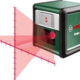 Bosch Home & Garden Quigo Plus Çapraz Çizgi Lazeri (+- 0,8 mm Hassasiyet, 6 sn. Otomatik Nivelman Süresi, 2 x AA Pil, 1,1 mm Alüminyum Sehpa, Hedef Tahtası, Karton Kutu)