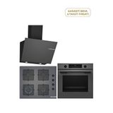 Bosch Hua717bn0t Serie 4 Antrasit Buhar Destekli Fırın + Pop6c9p31o Antrasit Ocak + Dwk66pj70t Serie 4 Davlumbaz 3'lü Ankastre Set - Gri