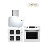 Bosch Hua717bv0t Serie 4 Buhar Destekli Ankastre Fırın + Pop6c2p31o Cam Ankastre Ocak + Dwk66pj20t Serie 4 Ankastre Davlumbaz - Beyaz