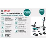 Bosch Kablosuz Şarjlı Dikey Süpürge – 2'si 1 Arada Süpürme ve Silme, Hepa Filtreleme Sistemi, Flex Tube Teknolojisi, 40 Dakika Çalışma Süresi, Çıkarılabilir Batarya - Siyah
