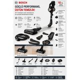Bosch Katlanabilir Flex Tube Tasarım, 40 Dakika Çalışma Süresi, Çıkarılabilir Batarya, LED Motorlu Başlık, El Süpürgesi Fonksiyonu ve 10 Yıl Motor Garantisi - Siyah