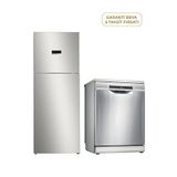 Bosch Kdn55xie0n Serie 4 Inox Üstten Donduruculu Nofrost Buzdolabı 453 Lt + Sms4iki62t Serie 4 Inox 6 Programlı Wi-fi Bulaşık Makinesi - Gri