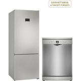 Bosch KGN55CIE0N Serie 4 Inox Alttan Donduruculu Nofrost Buzdolabı 483 Lt + SMS26DI00T Serie 2 Inox 6 Programlı Bulaşık Makinesi - Gri - Standart