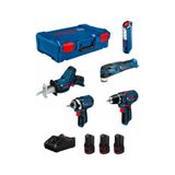 Bosch Kit 0615990N1D (GSR 12V-15 + GOP 12V-28 + GDR 12V-105+GSA 12V-14+GLI 12V-300 + 3 x 2,0 Ah + GAL 12V-40+L-Boxx XL)