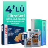Bosch Mercedes C200 Kompresor Filtre Bakım Seti Liqui Moly Motor Yağlı (2008-2012) 4 Lü