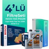 Bosch Mercedes CLK200 Kompresor Filtre Bakım Seti Liqui Moly Motor Yağlı (2003-2011) 4 Lü