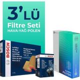 BOSCH Mercedes E200 Kompresor Filtre Bakım Seti (2003-2009) 3 Lü