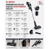 Bosch Microclean Akıllı Toz Algılama Teknolojisi, 60 Dakika Çalışma Süresi, Çıkarılabilir Batarya, Hepa Filtreleme, LED Başlık, Auto Mode ve Üst Düzey Halı Temizleme Performansı - Siyah