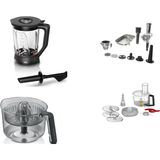 Bosch Optimum Mutfak Şefleri 8-9 Serilerine Uyumlu Kıyma Çekme-Cam Blender-Narenciye Sıkacağı-Doğrama Rende Aparatı 4lü Set