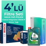 Bosch Peugeot 301 1.5 Dizel Filtre Bakım Seti Cast Rol Motor Yağlı (2017-2020) 4 Lü