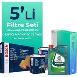 Bosch Peugeot 301 1.6 Bluehdi Dizel Filtre Bakım Seti Cast Rol Motor Yağlı (2014-2020) 5 Li