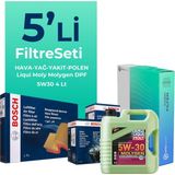 Bosch Peugeot 301 1.6 Dizel Filtre Bakım Seti Liqui Moly Motor Yağlı (2012-2018) 5 Li