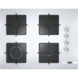 Bosch POP7C2O12O Ankastre Cam Ocak Beyaz 4 Gözlü Gazlı Ocak Düğmeden Ateşleme Özellikli - Doğalgaz