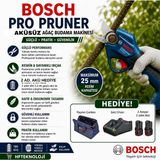 Bosch Pro Pruner Aküsüz Ağaç Budama Makinesi + 2 Adet Akü, Taşıma Çantası ve Şarj Aleti Hediye