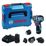 Bosch Professional 12 V Sistem Akülü Matkap GSR 12V-35 FC - FlexiClick Sistemi (2 x 3.0 Ah Akü Dahil, Hızlı Şarj Cihazı GAL 12V-40, 4 x Başlık, L-BOXX)