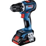 Bosch Professional 18 V Sistem Akülü Matkap GSR 18V-90 C (2 x Akü 5.0 Ah, Hızlı Şarj Cihazı GAL 18V-40, 1/1 Giriş, L-BOXX), Pil ile Çalışır, Mavi