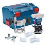 Bosch Professional 18V Sistem Akülü Yönlendirici GKF 18V-8 (Paralel Kılavuz, 2X vac adaptörleri, çip Kalkanı, 8mm Penlet, 2X Dalma Tabanlı vakum adaptörleri, L-BOXX dahil)