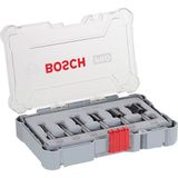 Bosch Professional 6 parçalı oluk freze seti (ahşap için, 8 mm şaftlı üst freze aksesuarı)