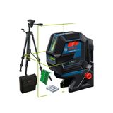 Bosch Professional Çapraz çizgili lazer GCL 2-50 G (yeşil lazer, iç mekan, tutucu RM 10, tripod BT 150, görünür çalışma alanı: 15 m'ye kadar, 4 x AA pil, karton kutuda)