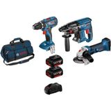 Bosch Professional Darbeli Matkap Seti 18V-20+GWS 18V-LI+GSR 18V-21 2x4.0AH Akü ile Güçlü Performans