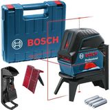 Bosch Professional GCL 2-15 Çizgi Lazer (15 m Çalışma Alanı, 3 x AA Pil, IP 54 Toza Karşı Koruma Sistemi, Kırmızı Lazer, RM1 Tutucu, Takım Çantası)