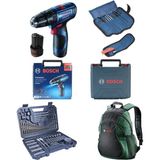 Bosch Professional Gsb 120-LI 2X2AH Akülü Darbeli Delme/vidalama + 23 Parça Set + V-Line 103 Parça Karışık Aksesuar Seti + Sırt Çantası