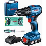 Bosch Professional Gsb 185-Li 2.0 Ah Tek Akülü Kömürsüz Motor Darbeli Matkap + Bosch X-Line 15+1 Parça Mini Aksesuar Seti - 2607017654