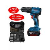 Bosch Professional Gsb 185-Lı 2 X 2.0Ah Çift Akülü Darbeli Matkap - 06019K3100 + Bosch V-Line Matkap & Vidalama Karışık Aksesuar Seti 103 Parça - 2607017367
