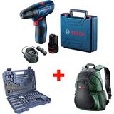 Bosch Professional Gsr 120-Lı Akülü Delme Vidalama + Bosch Sırt Çantası + Bosch V-Line 103 Parça Karışık Aksesuar Seti