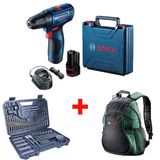 Bosch Professional Gsr 120-Lı Çift Akülü Delme Vidalama + Bosch Sırt Çantası + Bosch V-Line 103 Parça Karışık Aksesuar Seti