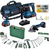 Bosch Professional Gsr 18V-45 + Gws 18V-8 + Gbh 18V-22 3X4.0AH Akülü Kombo Kit + 64 Parça El Aleti Seti + Toko Hobi-2 502 Parça Çok Amaçlı Set