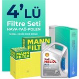 BOSCH Renault Clio 1.2 Benzin Filtre Bakım Seti Shell Motor Yağlı (2014-2021) 4 Lü