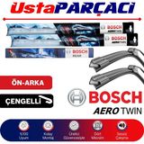 Bosch Renault Clio 2 1998-2005 Aerotwin-Rear Ön Arka Silecek Takımı H301