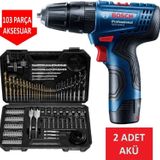 Bosch Şarjlı Matkap Darbeli Matkap Çift Akülü Vidalama + Bosch Matkap Ucu Vidalama Ucu Lokma Ucu Set