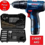 Bosch Şarjlı Matkap Darbeli Matkap Çift Akülü Vidalama + Matkap Ucu Vidalama Ucu Lokma Ucu Panç Set