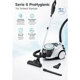 Bosch Serie 6 Hygienic 700 W Hijyenik Toz Torbasız Elektrikli Süpürge - H13 Filtre, 2,4 L Kolay Boşaltılan Hazne, 69 Db Sessiz Çalışma, Alerji Dostu, Beyaz