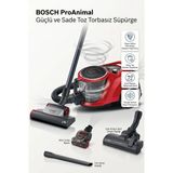 Bosch Serie 6 Proanimal 700 W Evcil Hayvan Tüyü Için Toz Torbasız Süpürge - Özel Turbo Fırça, 2,4 L Hazne, H13 Filtre, Kedi ve Köpek Sahiplerine, Kırmızı - Kırmızı - Siyah