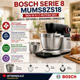 Bosch Serie 8 Mutfak Makinesi, Entegre Tartısı Sayesinde Doğrudan Kase Içinde Tartın, 1800 W 6 Lt Mutfak Şefi - Inox