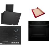 Bosch Siyah 3 lü Ankastre Set 334 (HUA717BA0T - PNP6C6O12O - DWK66PJ60T ) Buhar Destekli - Fırın Matı ile