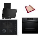 Bosch Siyah 3 lü Ankastre Set 346 ( HJG852YT0T - POP6C6P30O - DWK63PJ60T (61T) ) - 3D Fry Hava ile Kızartma - Fırın Matı ile
