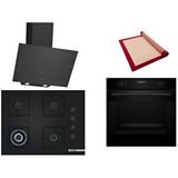 Bosch Siyah 3 Lü Ankastre Set 348 ( Hua717ba0t - Poh7c6p30o - Dwk64pj60t ) 67cm Wok Bek Ocak - Buhar Destekli Fırın - Pişirme Matı Ile
