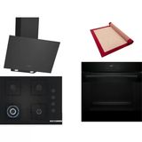 Bosch Siyah 3 Lü Ankastre Set 356 ( HJG852YB0T - POH7C6P30O - DWK64PJ60T ) 67CM Wok Bek Ocak - 3D Fry Hava ile Kızartma - Birlikte